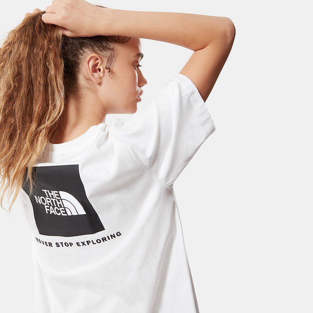 The North Face Relaxed Redbox Γυναικεια T Shirt - Ασπρα / Μαυρα (XLEW57389)